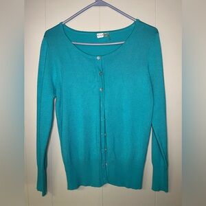 Teal Button-Up Women's Sweater Cardigan